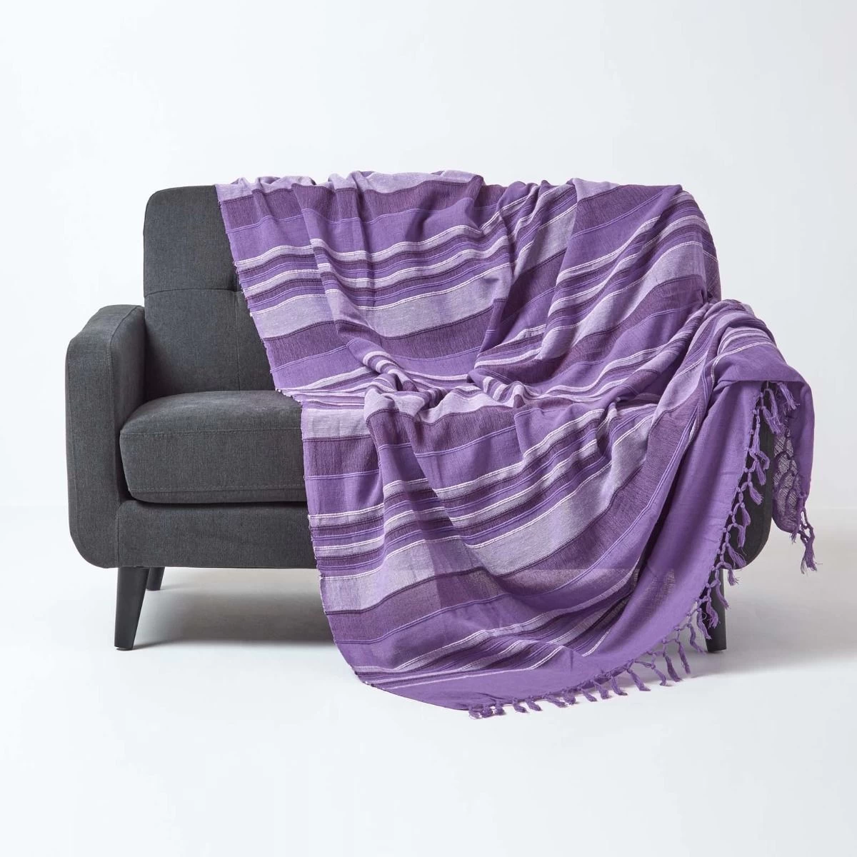 Cotton Morocco Striped Mauve Throw