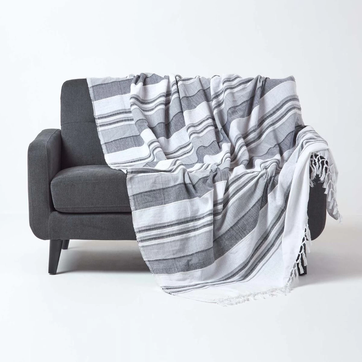 Cotton Morocco Striped Monochrome Throw