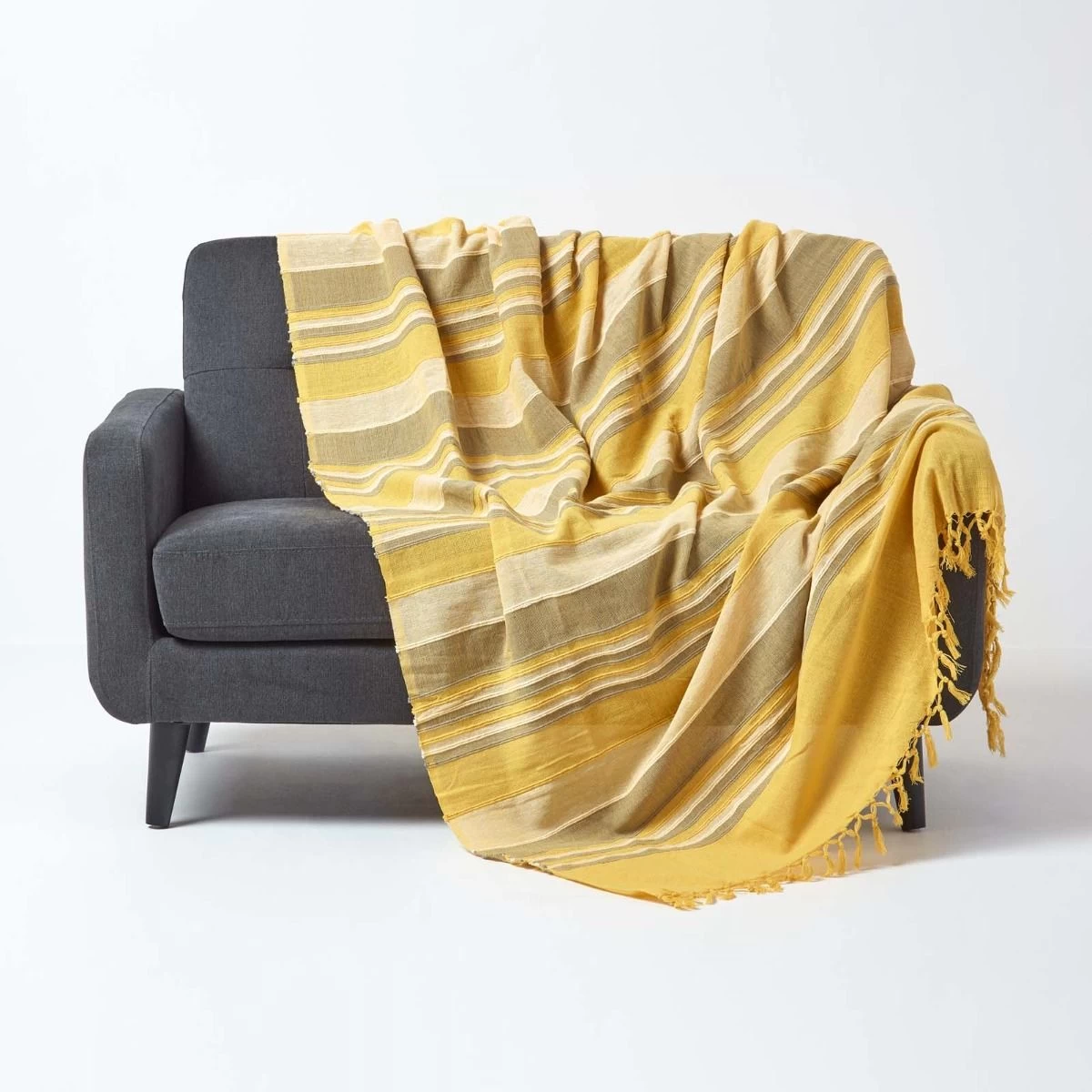 Cotton Morocco Striped Yellow Throw