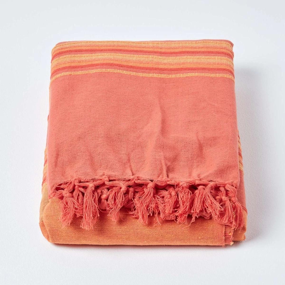Cotton Morocco Striped Terracotta Throw - Image 2