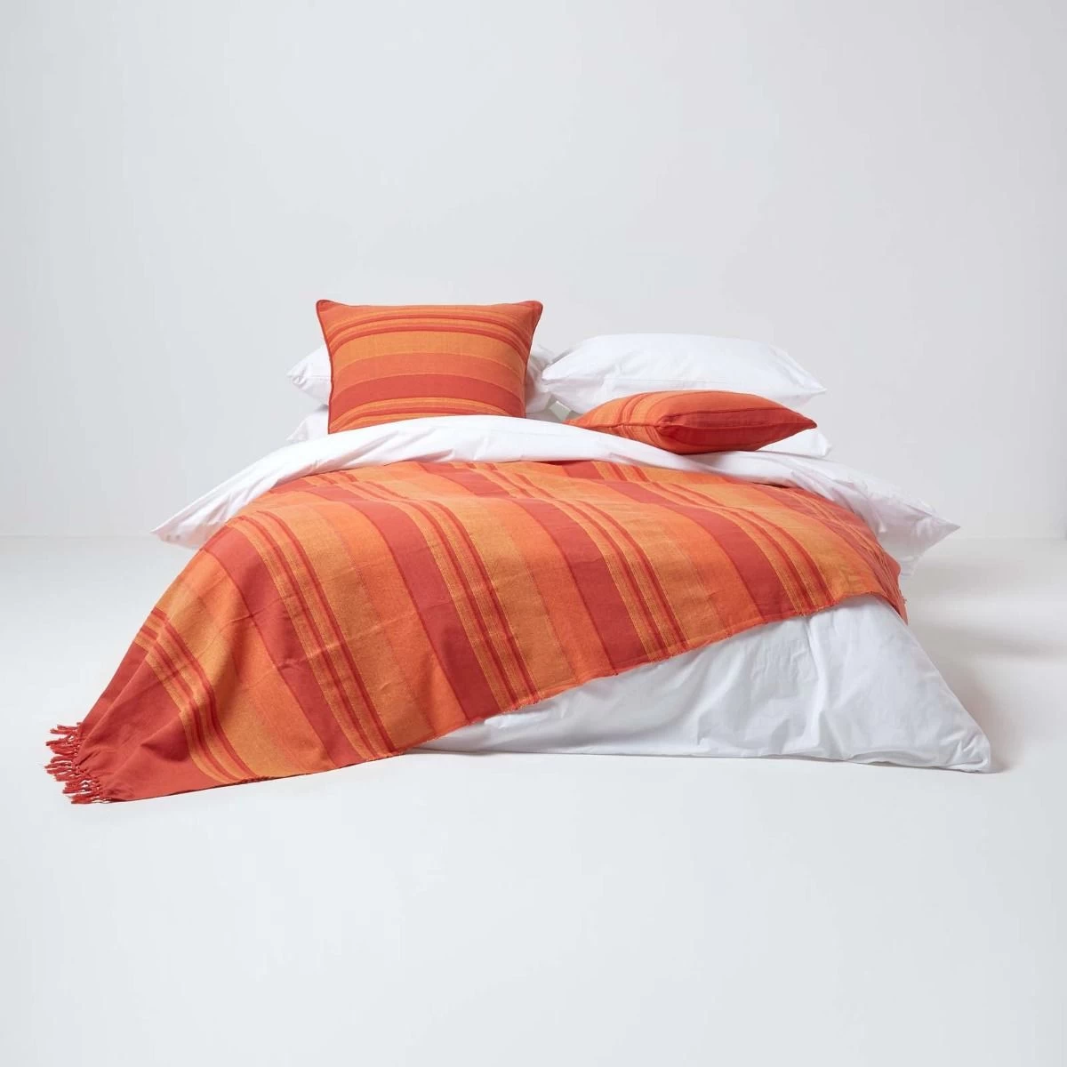 Cotton Morocco Striped Terracotta Throw - Image 3