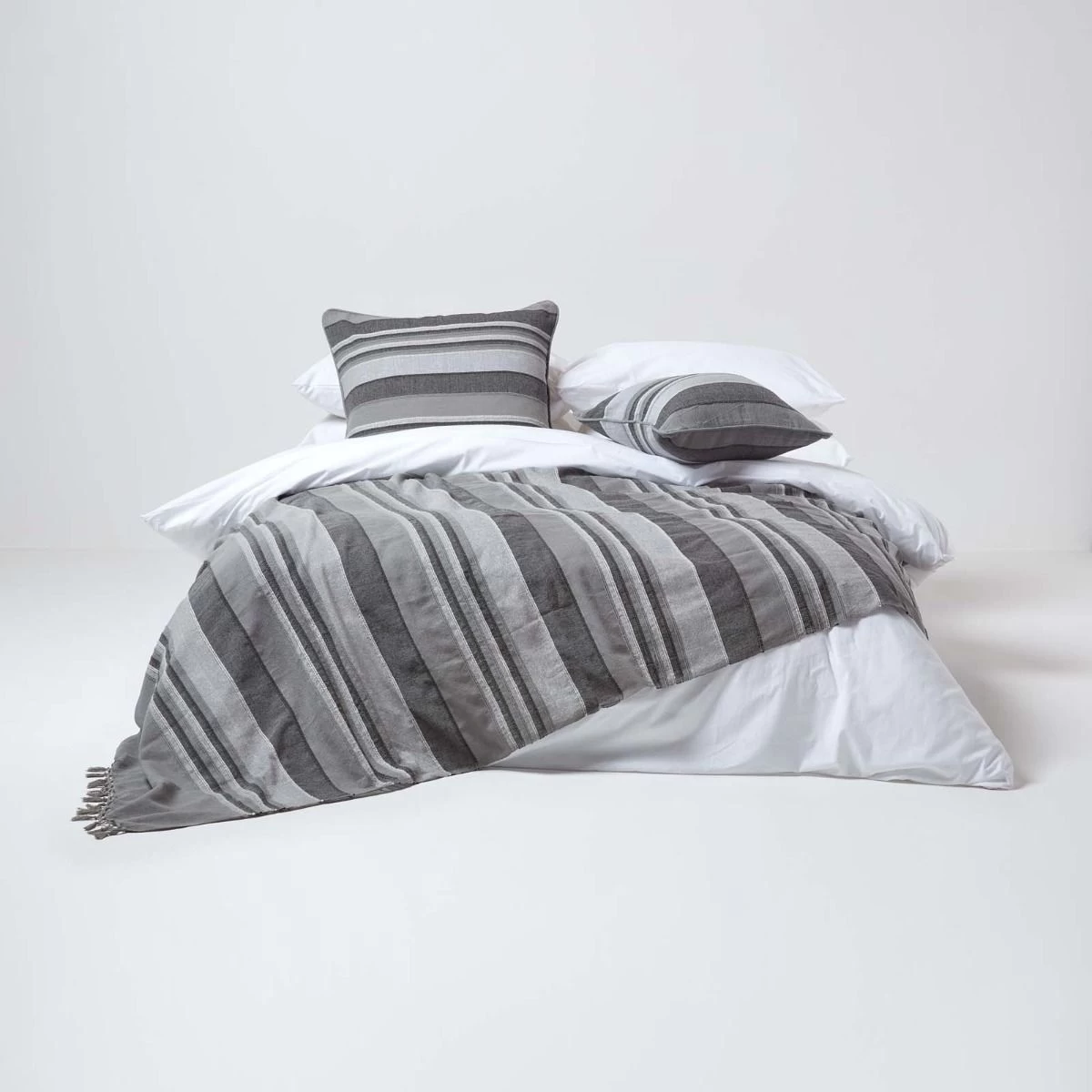 Cotton Morocco Striped Grey Throw - Image 3