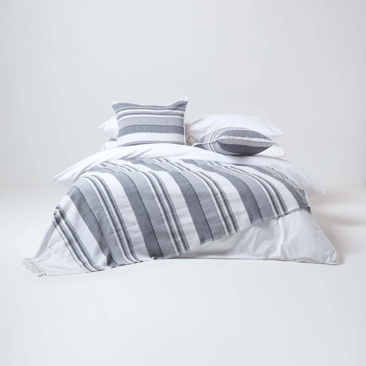 Cotton Morocco Striped Monochrome Throw - Image 3