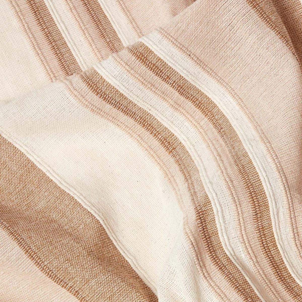 Cotton Morocco Striped Beige Throw - Image 4