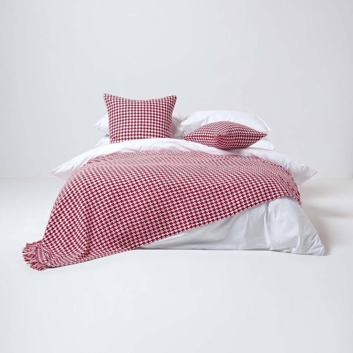 Houndstooth 100% Cotton Cushion Cover Red, 60 X 60 Cm - Image 4