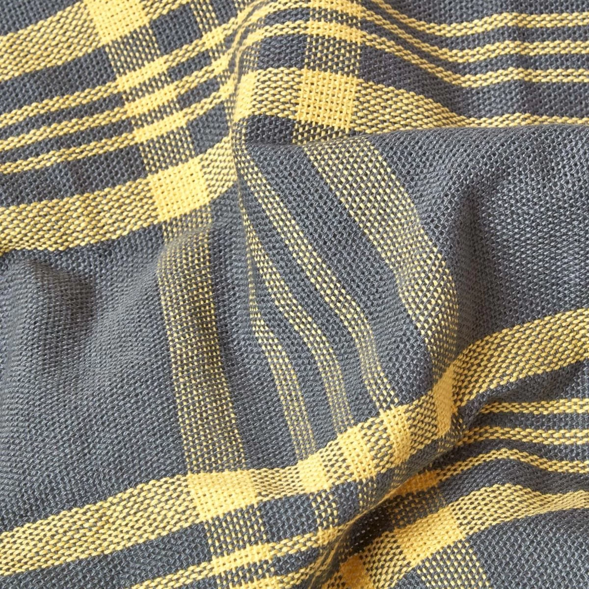 Grey & Yellow Tartan Check Sofa And Bed Throw - Image 3