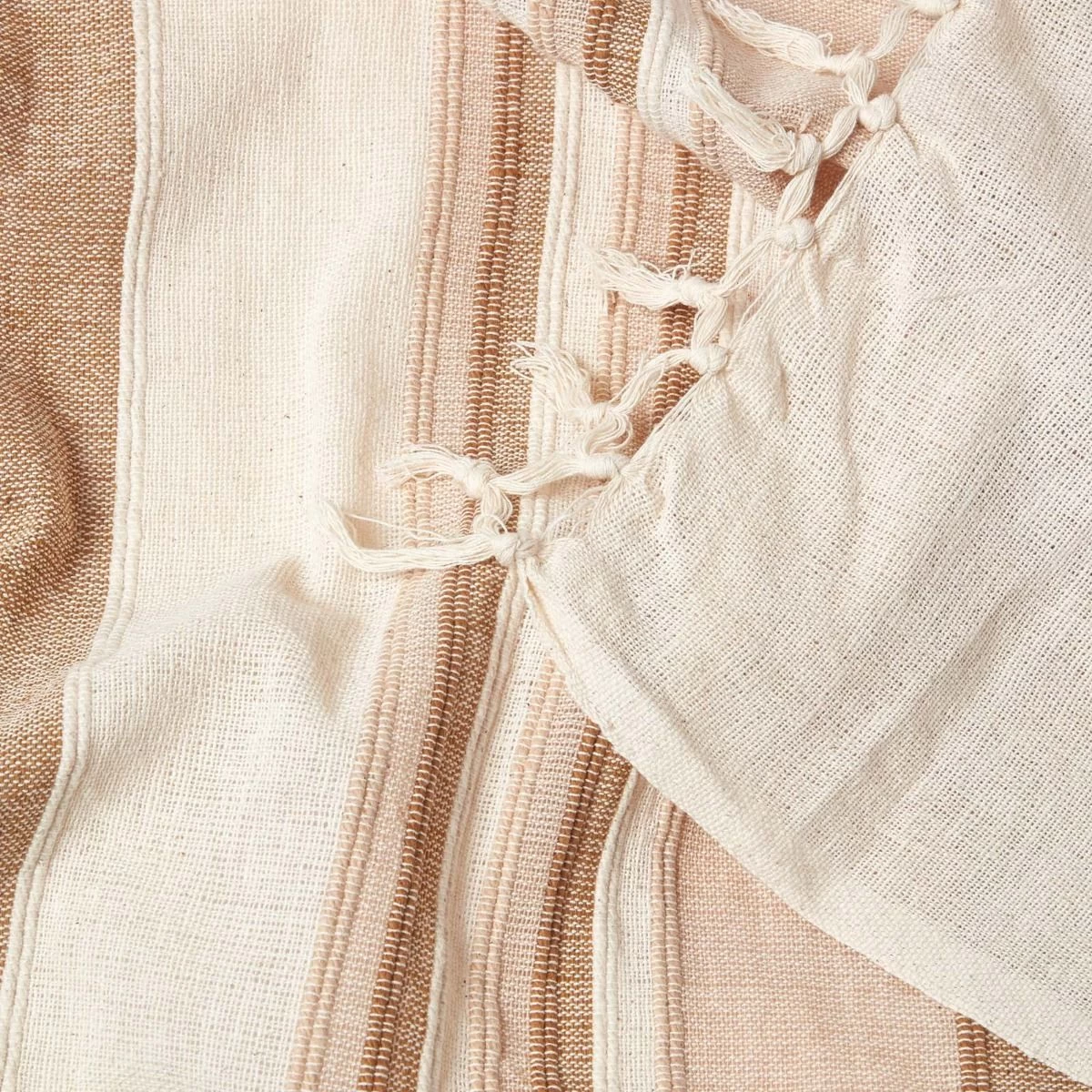 Cotton Morocco Striped Beige Throw - Image 5