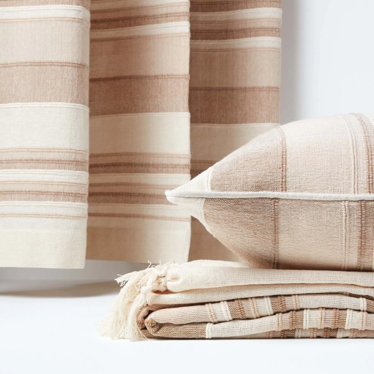 Cotton Morocco Striped Beige Throw - Image 6