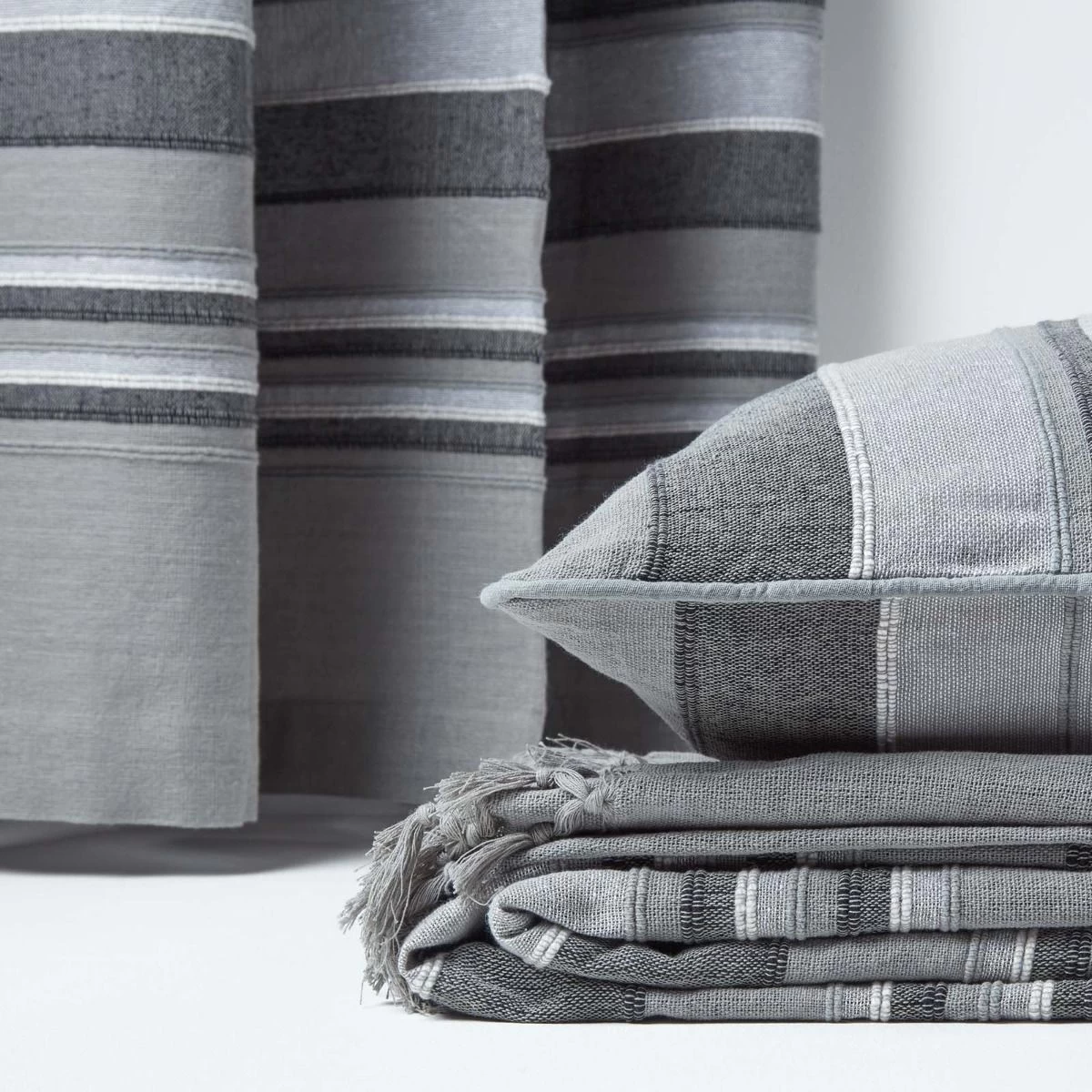 Cotton Morocco Striped Grey Throw - Image 6