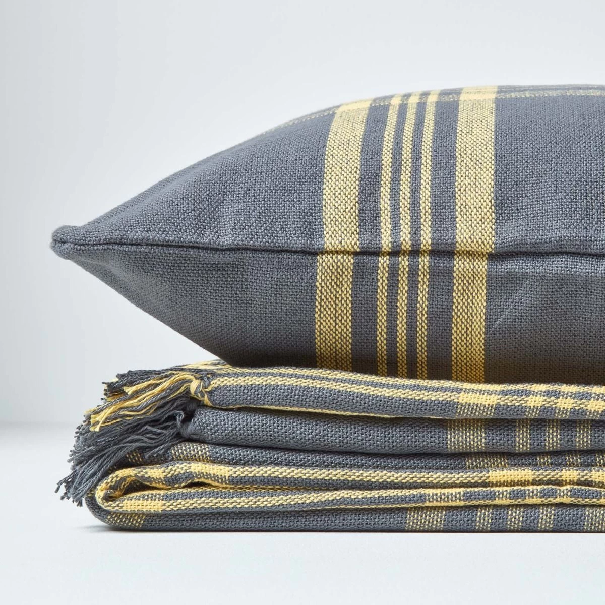 Grey & Yellow Tartan Check Sofa And Bed Throw - Image 5