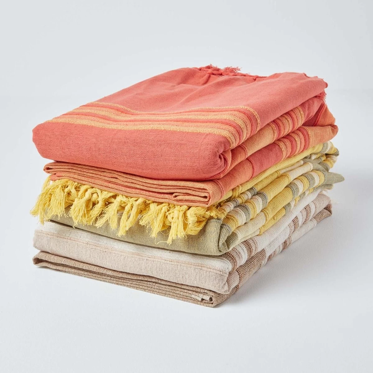 Cotton Morocco Striped Beige Throw - Image 7