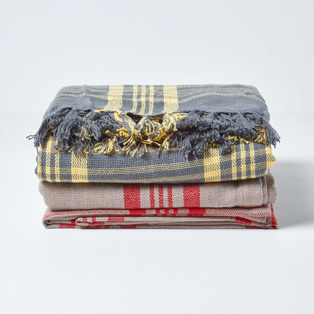 Grey & Red Tartan Check Sofa And Bed Throw - Image 7