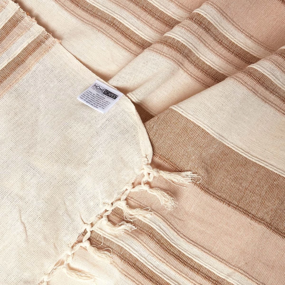 Cotton Morocco Striped Beige Throw - Image 8
