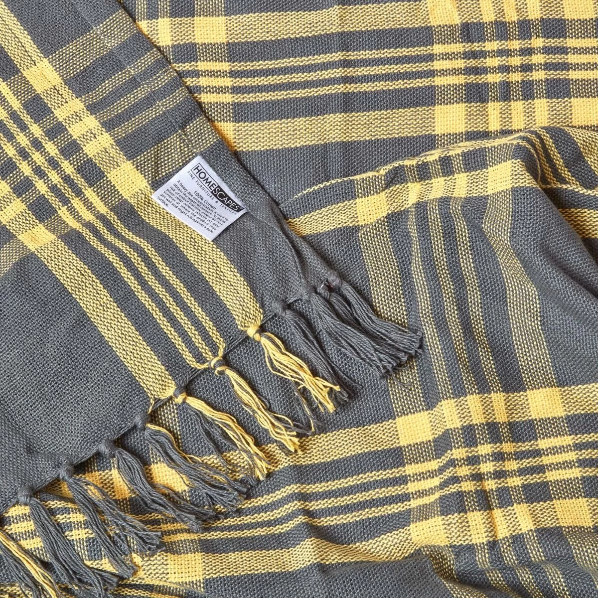 Grey & Yellow Tartan Check Sofa And Bed Throw - Image 7