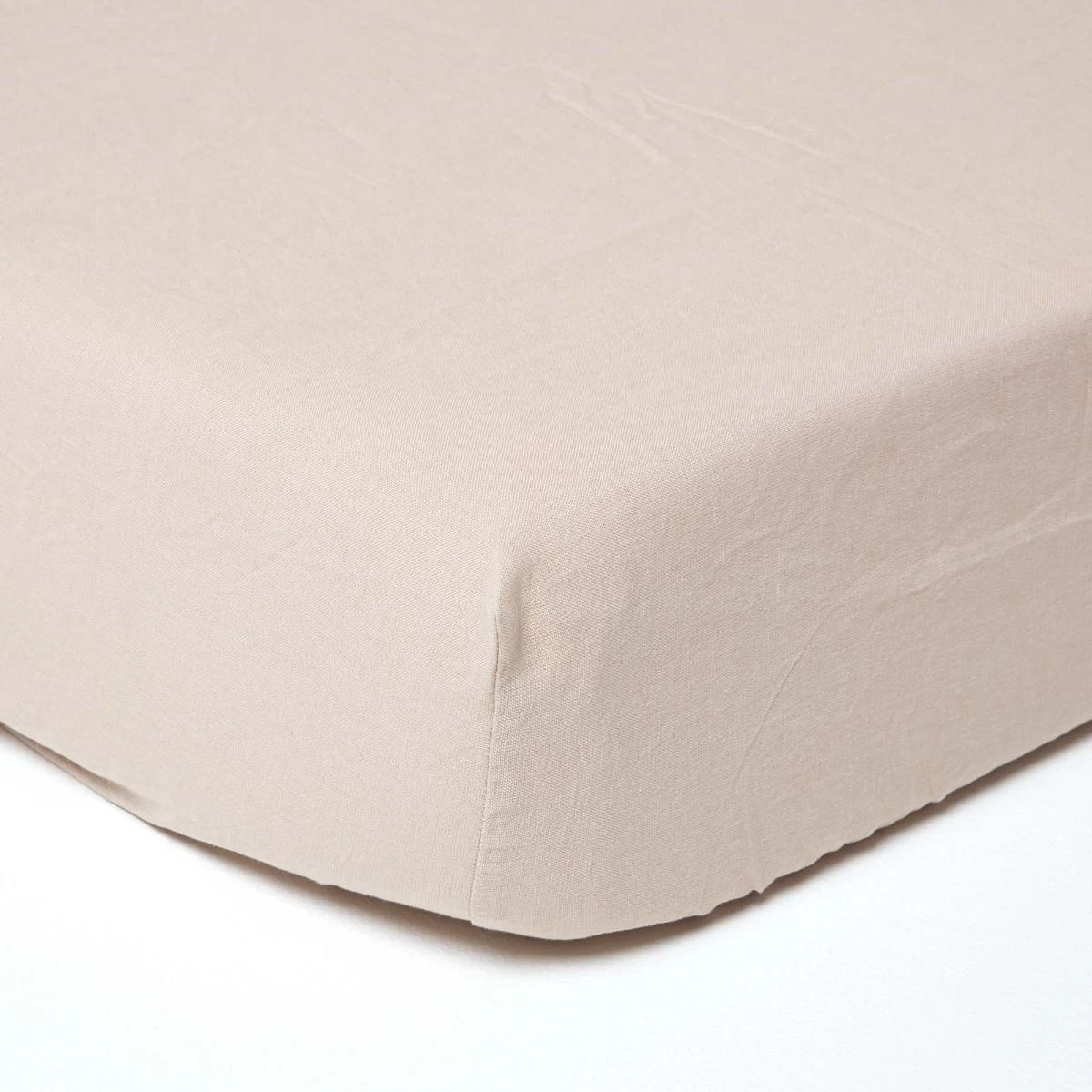 Natural European Size Linen Fitted Sheet