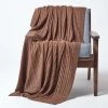 Cotton Cable Knit Throw, Chocolate