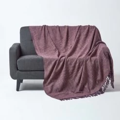 Nirvana Slub Cotton Mauve Throw