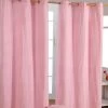Cotton Gingham Check Pink Ready Made Eyelet Curtains