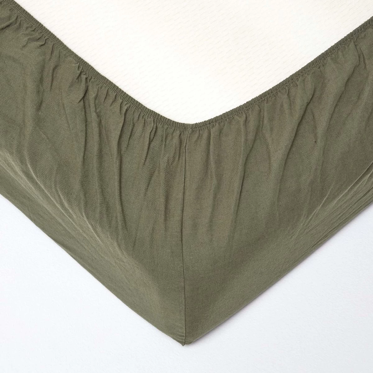 Khaki Green Linen Fitted Sheet - Image 2