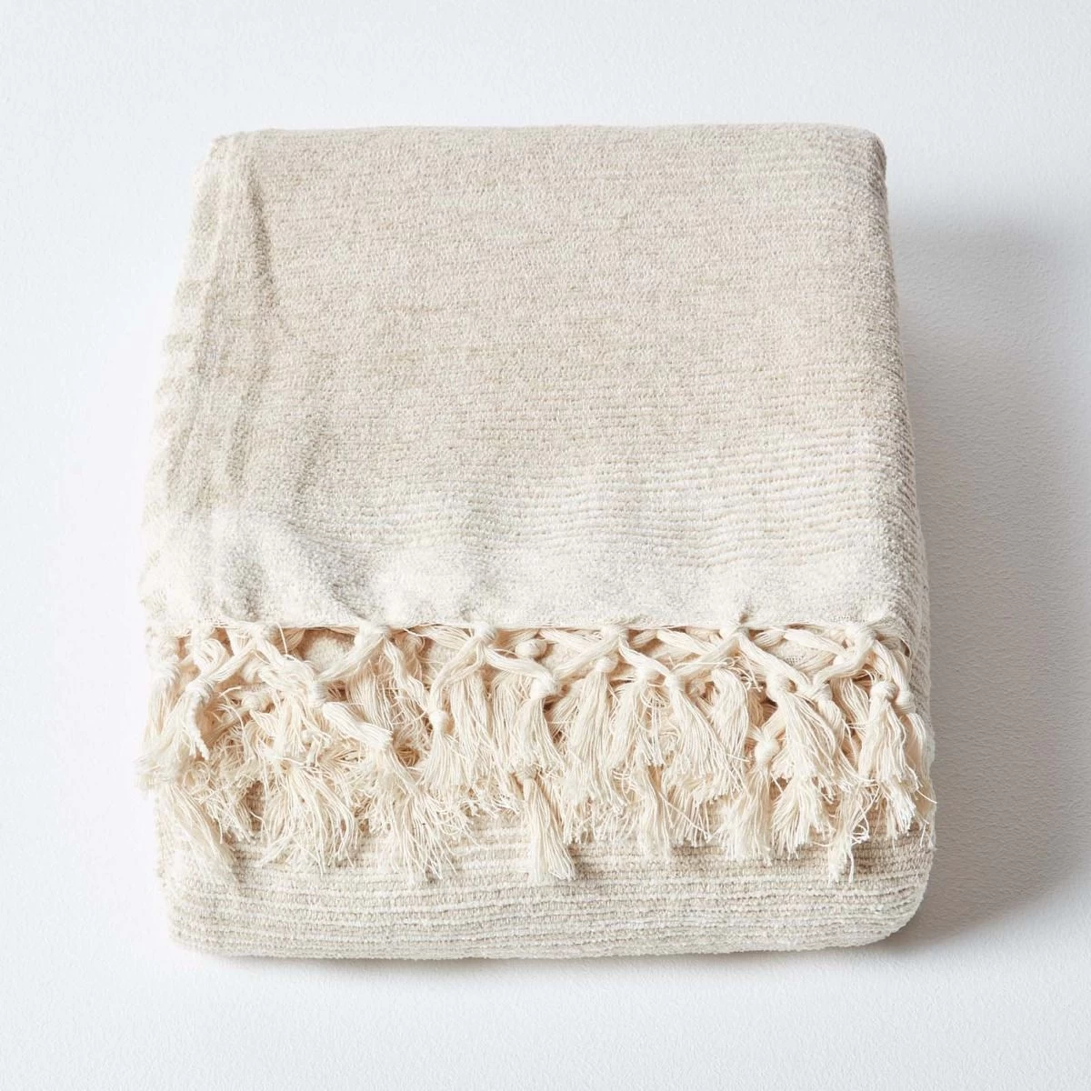 Bed Sofa Throw Cotton Chenille Tie Dye Beige - Image 2