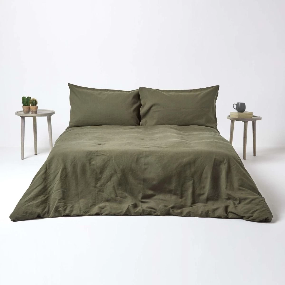 Khaki Green Linen Deep Fitted Sheet - Image 4