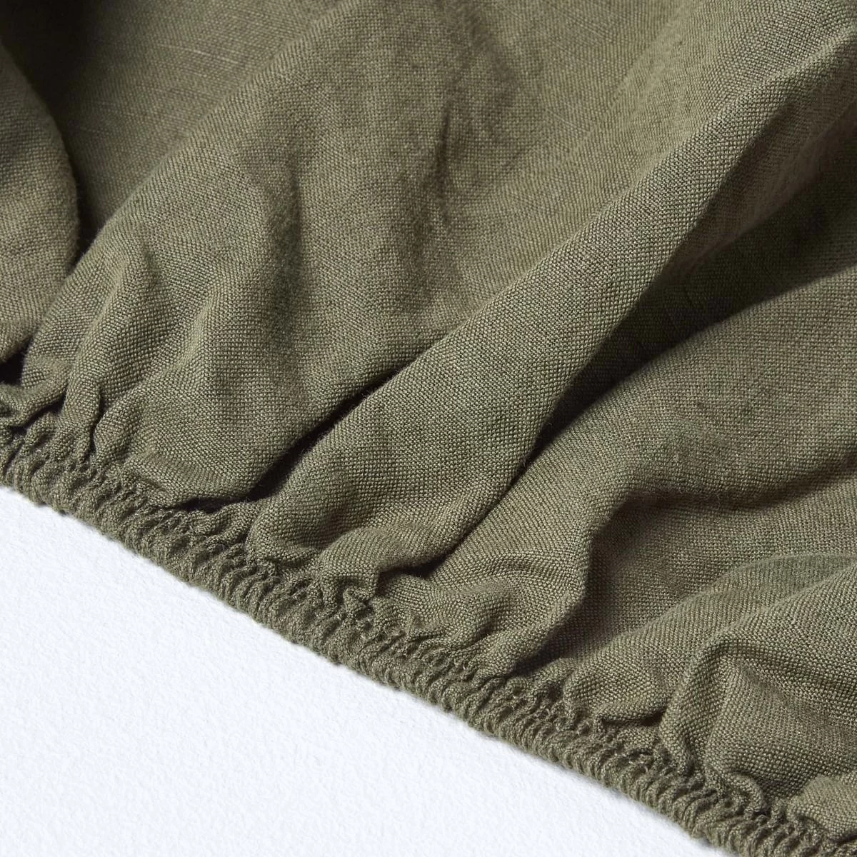 Khaki Green Linen Deep Fitted Sheet - Image 5