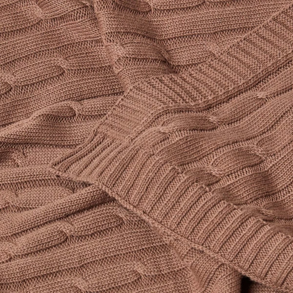 Cotton Cable Knit Throw, Chocolate - Image 6