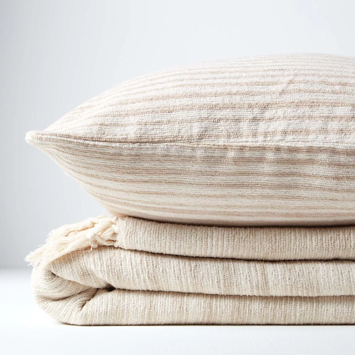 Bed Sofa Throw Cotton Chenille Tie Dye Beige - Image 6