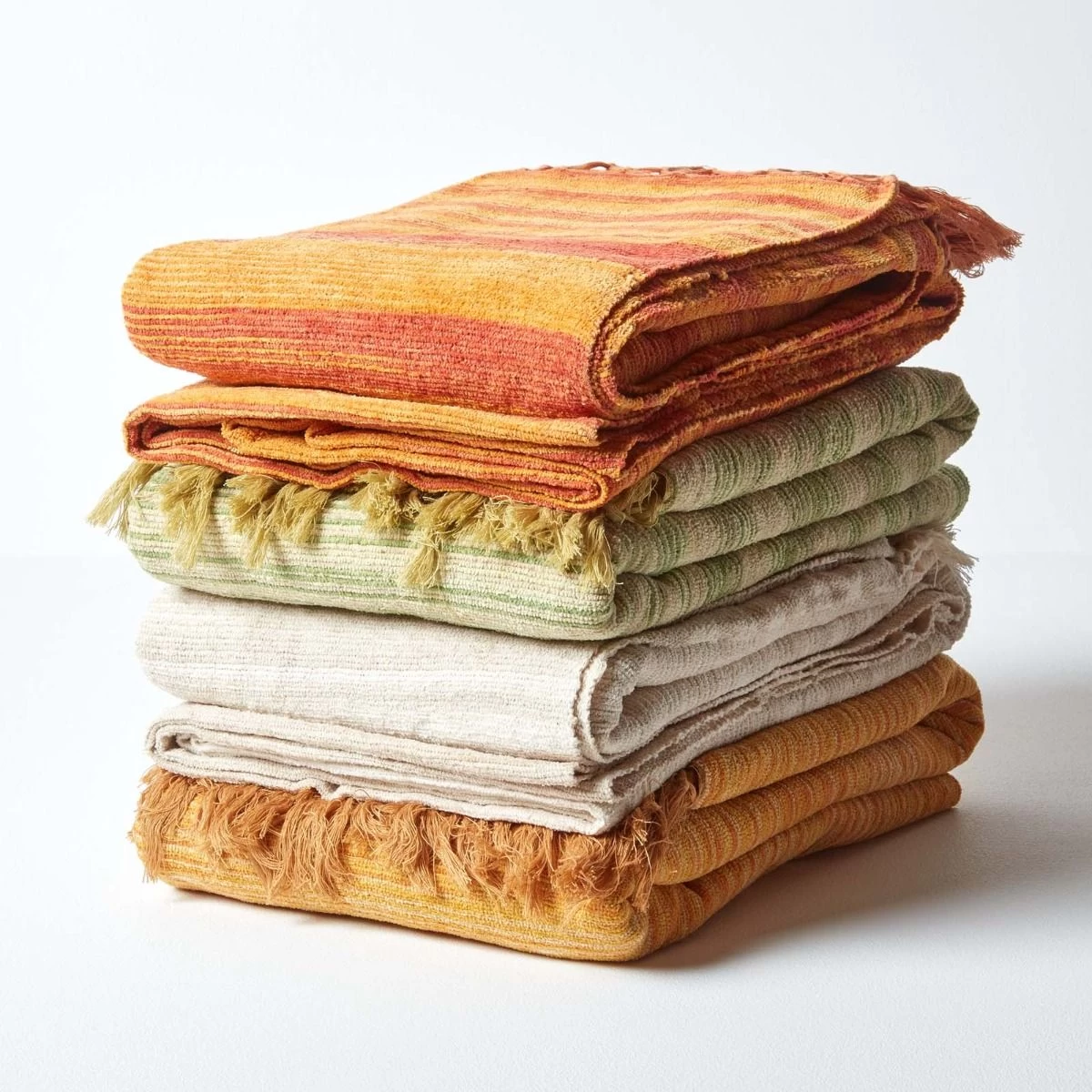 Bed Sofa Throw Cotton Chenille Tie Dye Beige - Image 7