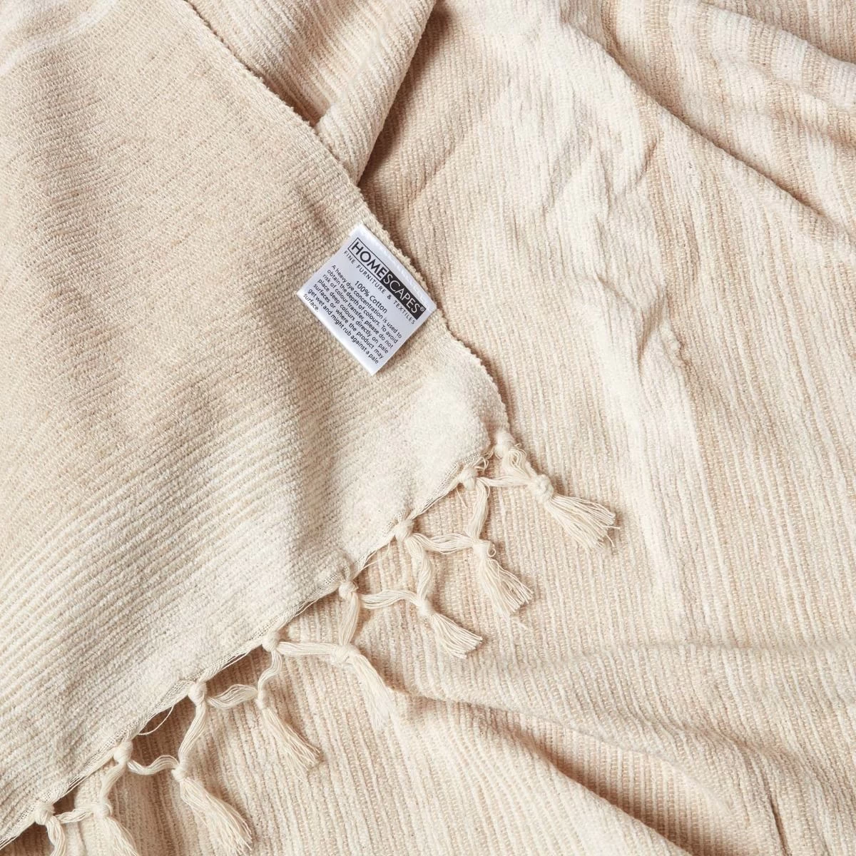 Bed Sofa Throw Cotton Chenille Tie Dye Beige - Image 8