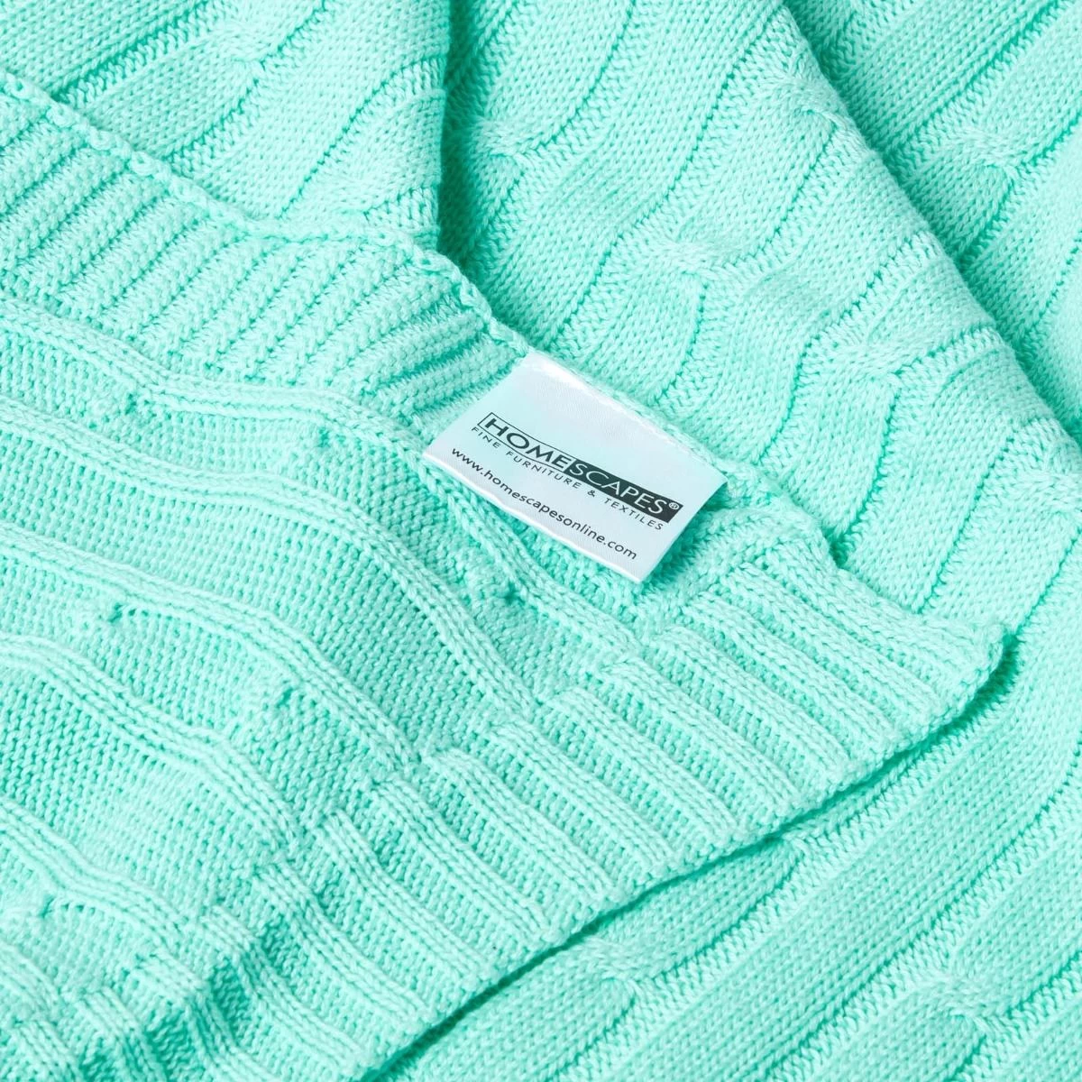 Cotton Cable Knit Pastel Green Throw - Image 9
