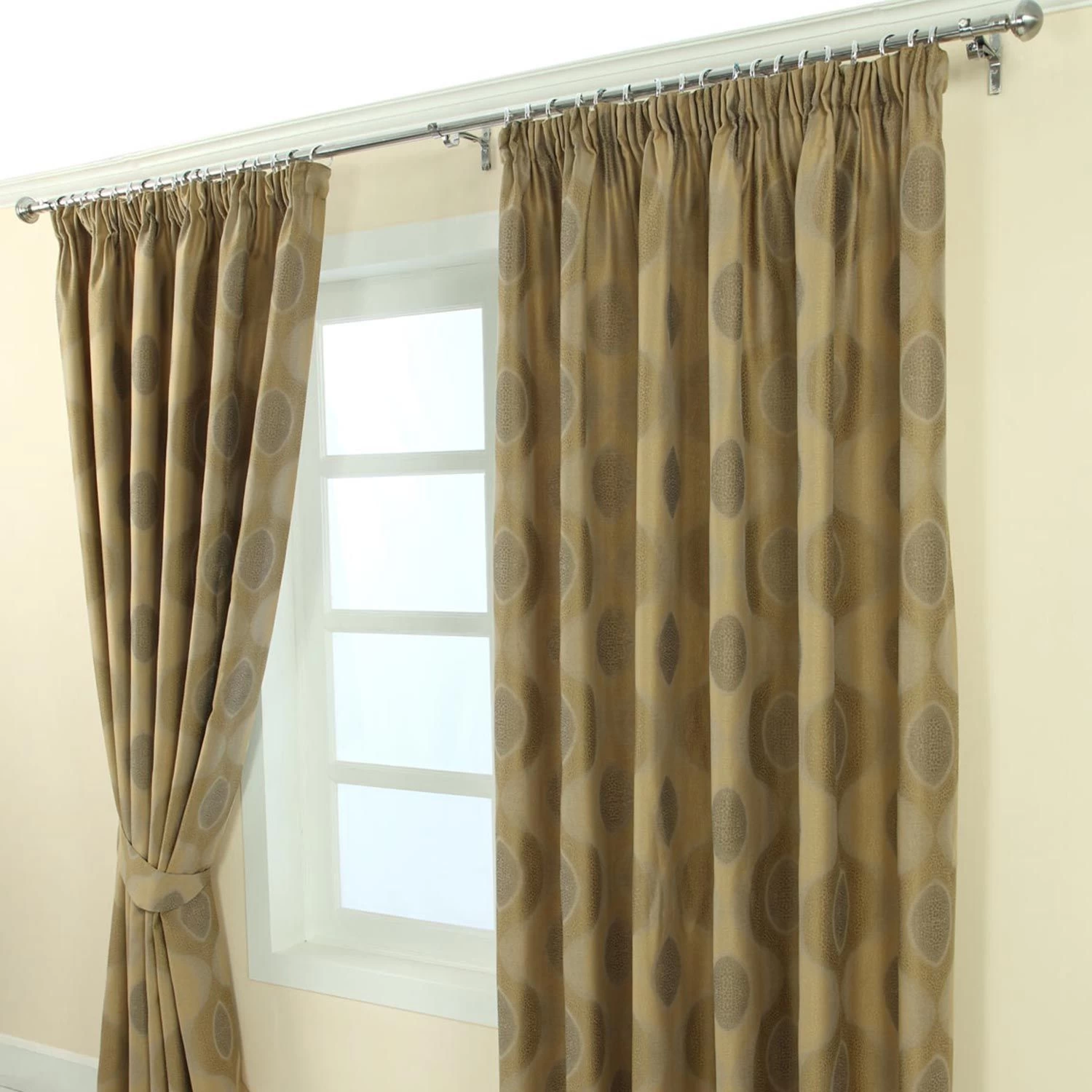 Gold Jacquard Curtain Modern Curve Design Fully Lined - Image 4