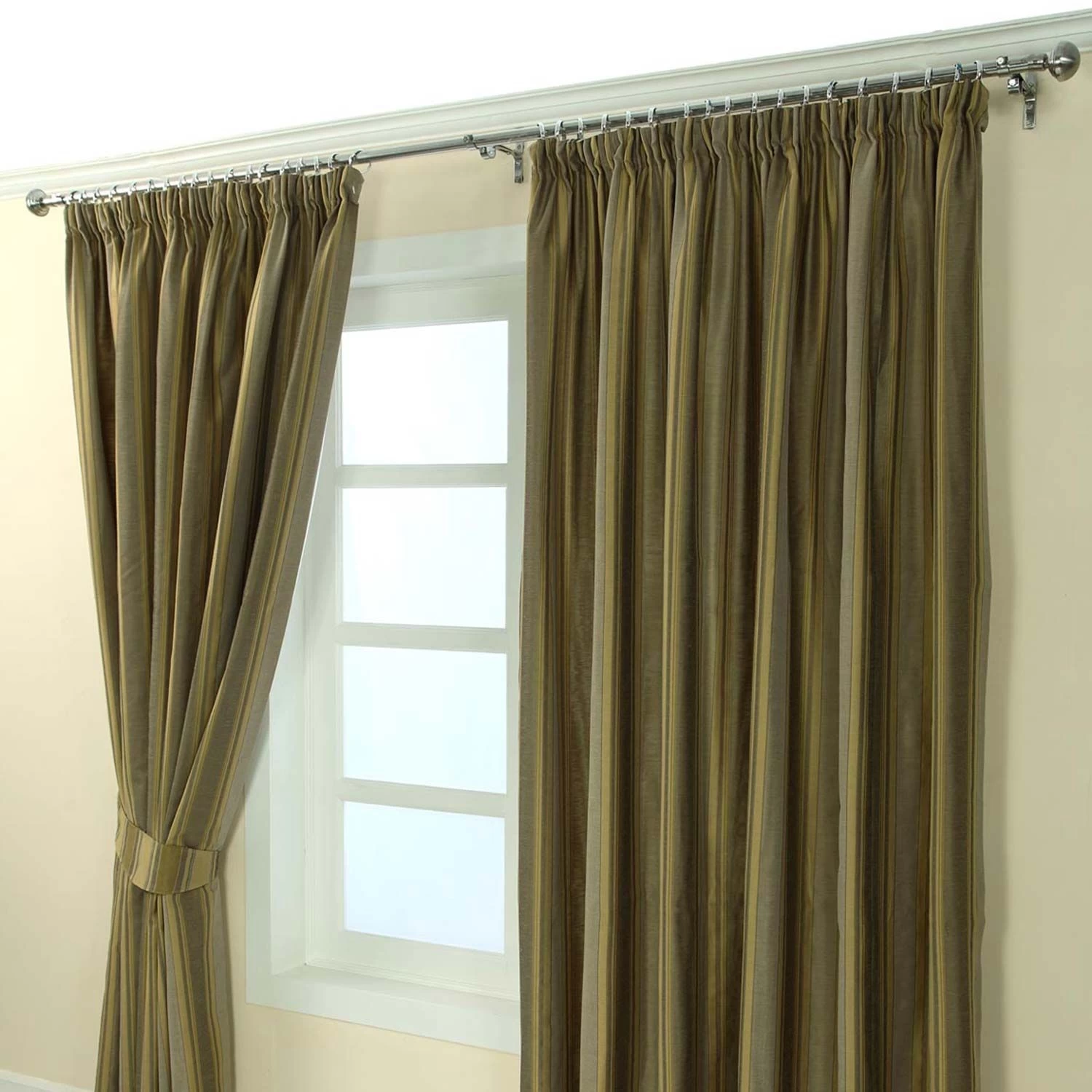 Gold Jacquard Curtain Modern Striped Design Fully Lined - Image 3