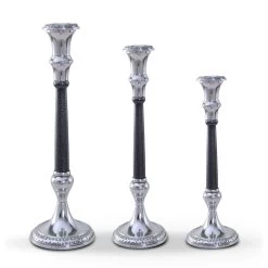 Silver Finish Set Of Three Candlesticks
