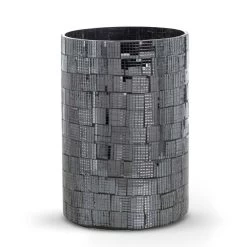 Mosaic Glass Wind Light Large Candle Holder - With Polished Steel Base