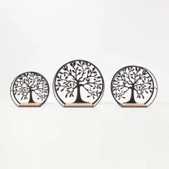 Set Of 3 Tree Of Life Round Floating Shelves