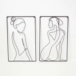 Set Of 2 Silhouette Wire Wall Art