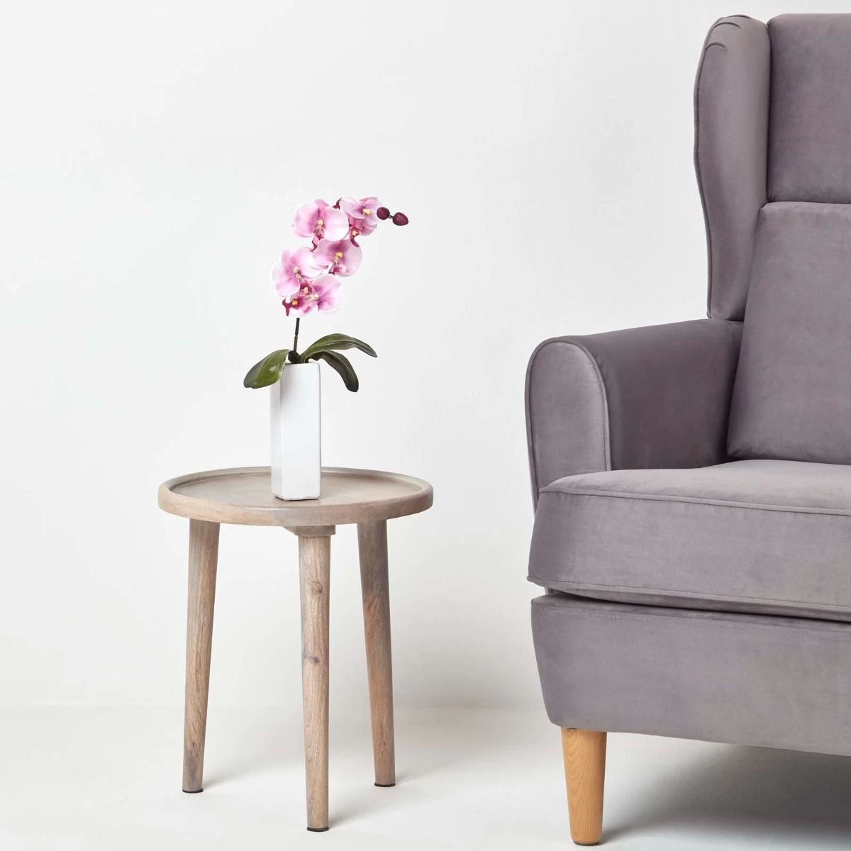 Set Of 2 Artificial Pink & Cream Orchids In Thin Cream Vases, 43 Cm - Image 7