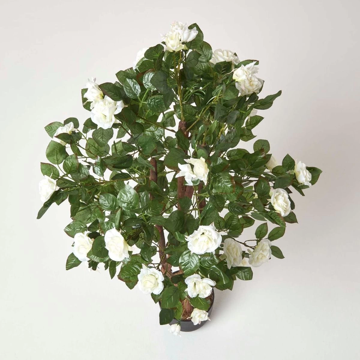 Artificial Potted White Rose Tree With Green Leaves - 4 Feet - Image 2