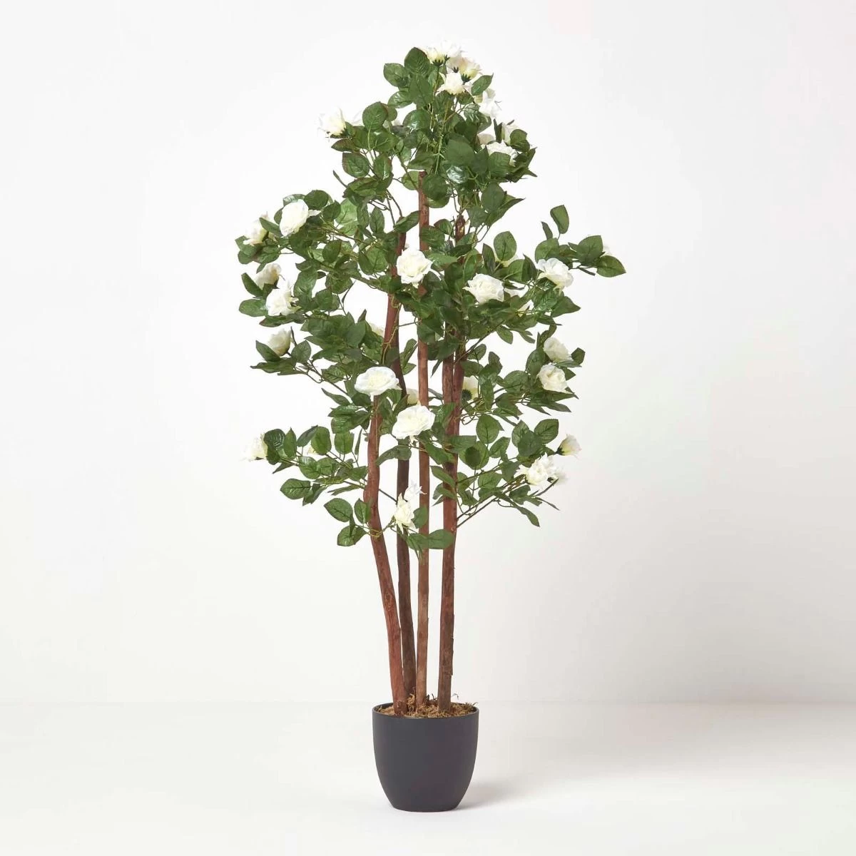 Artificial Potted White Rose Tree With Green Leaves - 4 Feet - Image 5