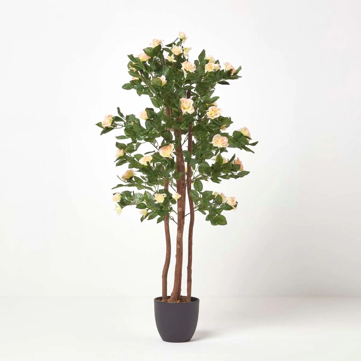 Artificial Blush Pink Rose Tree With Green Foliage - 4 Feet