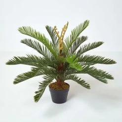 Green 'Sago Palm' Artificial Cycas Plant With Pot, 75 Cm