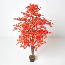 Red Maple Tree Artificial Plant With Pot, 160 Cm