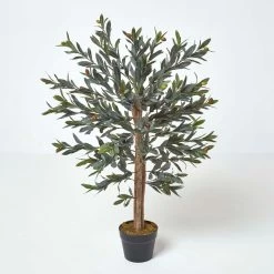 Green Olive Tree Artificial Plant With Pot, 90 Cm
