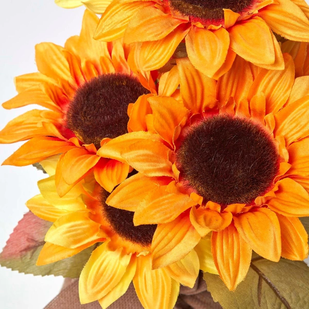 Yellow And Golden Artificial Sunflower Arrangement In Burlap Pot - Image 4
