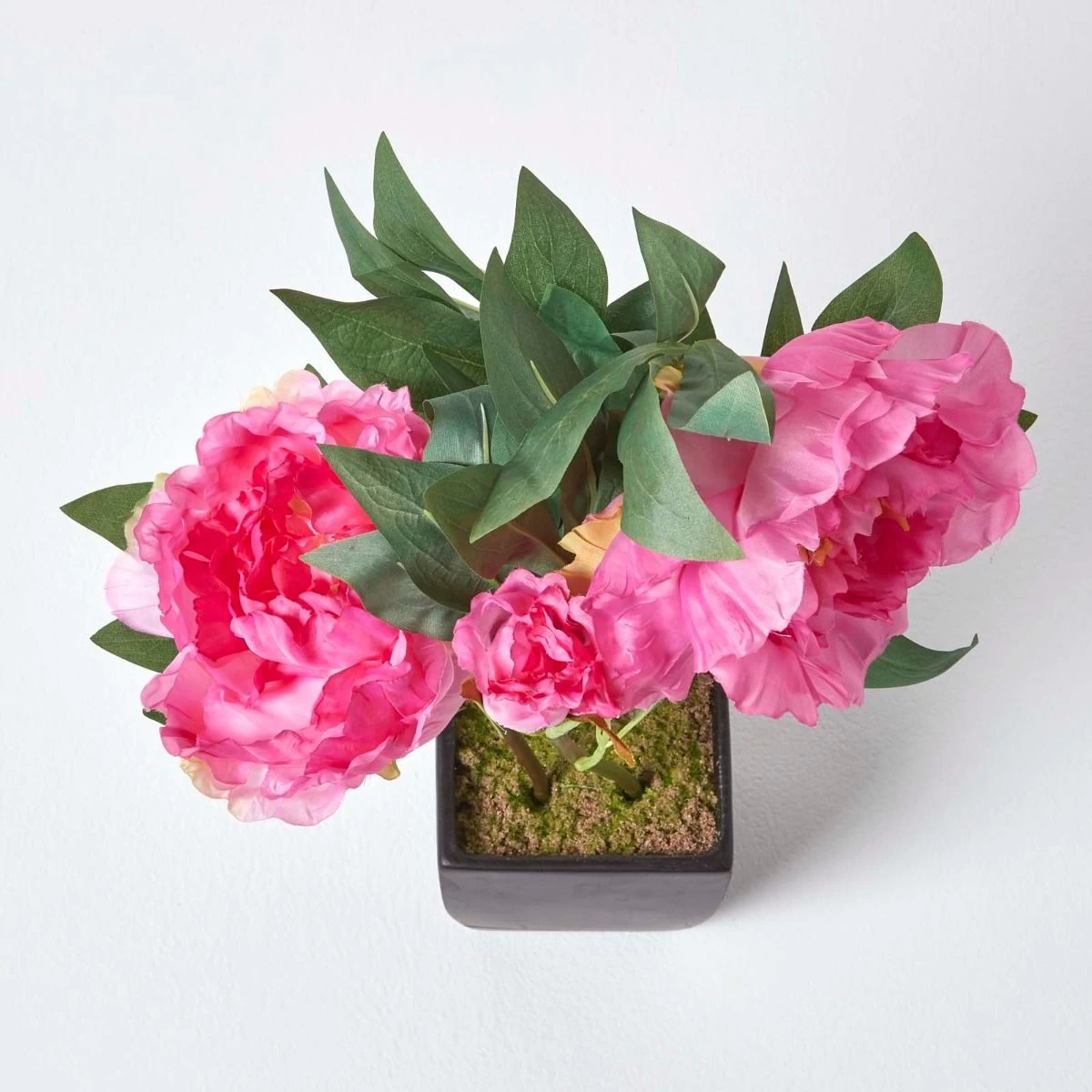 Pink Artificial Peonies In Decorative Black Pot, 48 Cm Tall - Image 3
