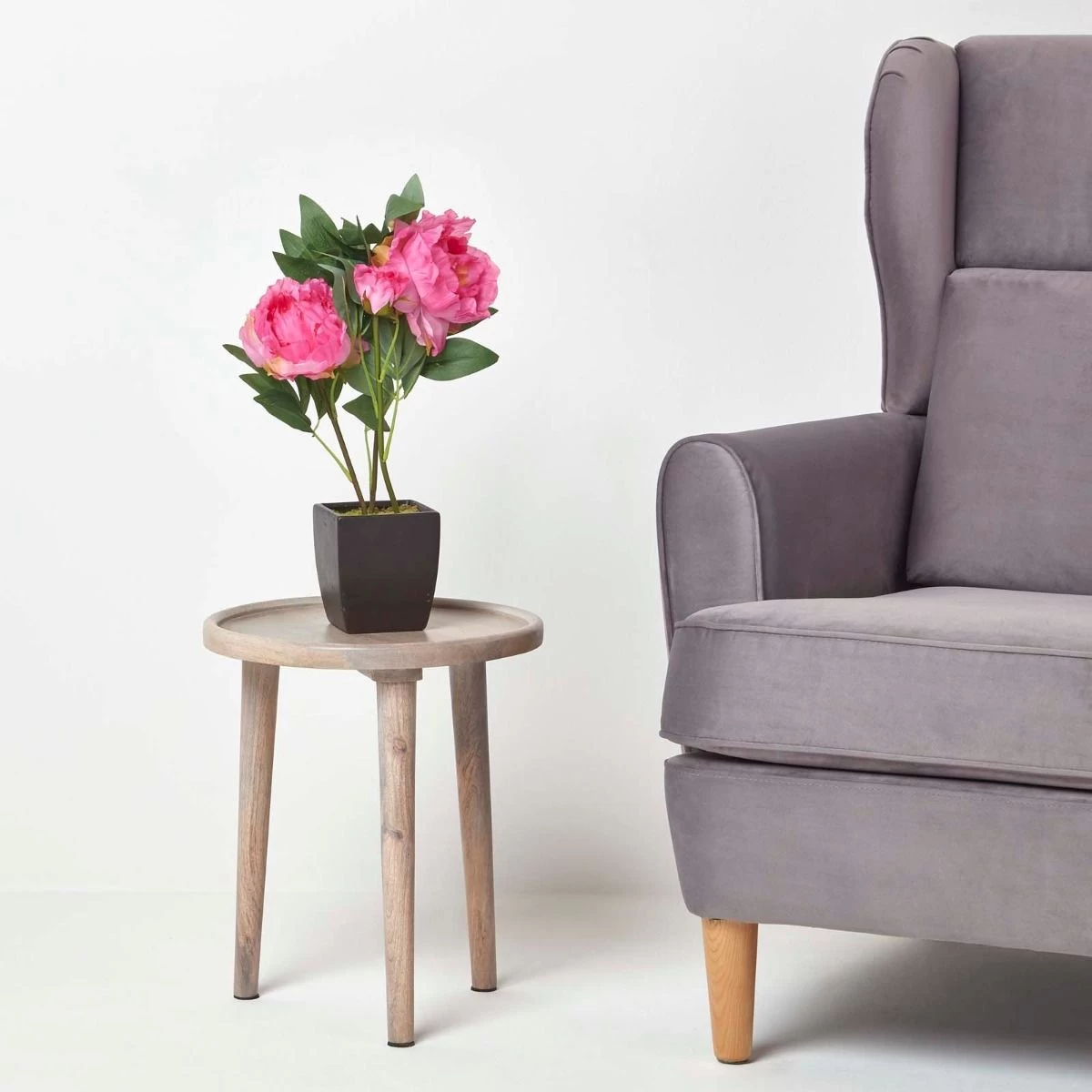 Pink Artificial Peonies In Decorative Black Pot, 48 Cm Tall - Image 7
