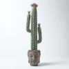 Large Saguaro Artificial Cactus With Flowers In Decorative Buddha Head Stone Pot, 78 Cm Tall