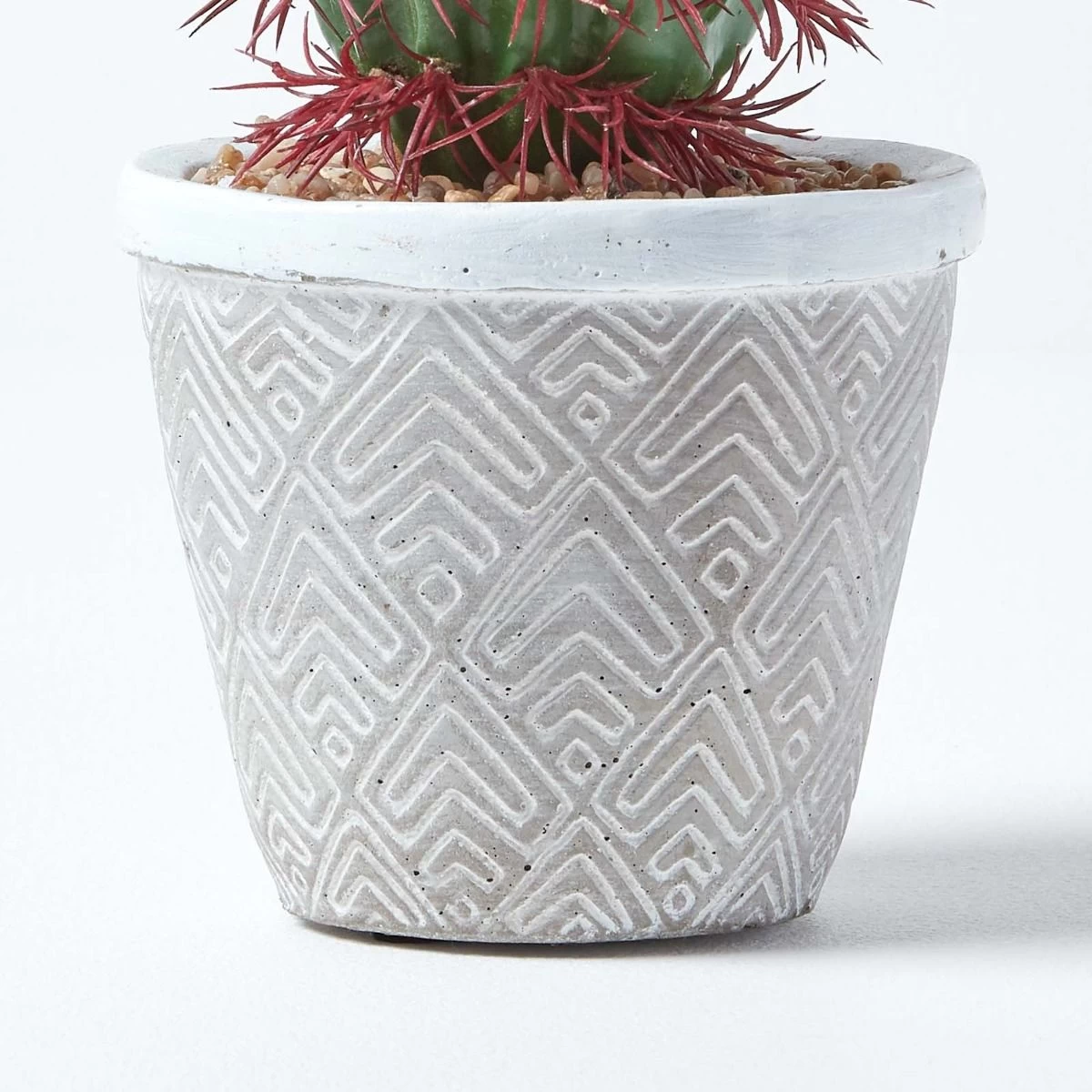 Denmoza Artificial Cactus With Flowers In Patterned Pot, 25 Cm Tall - Image 5