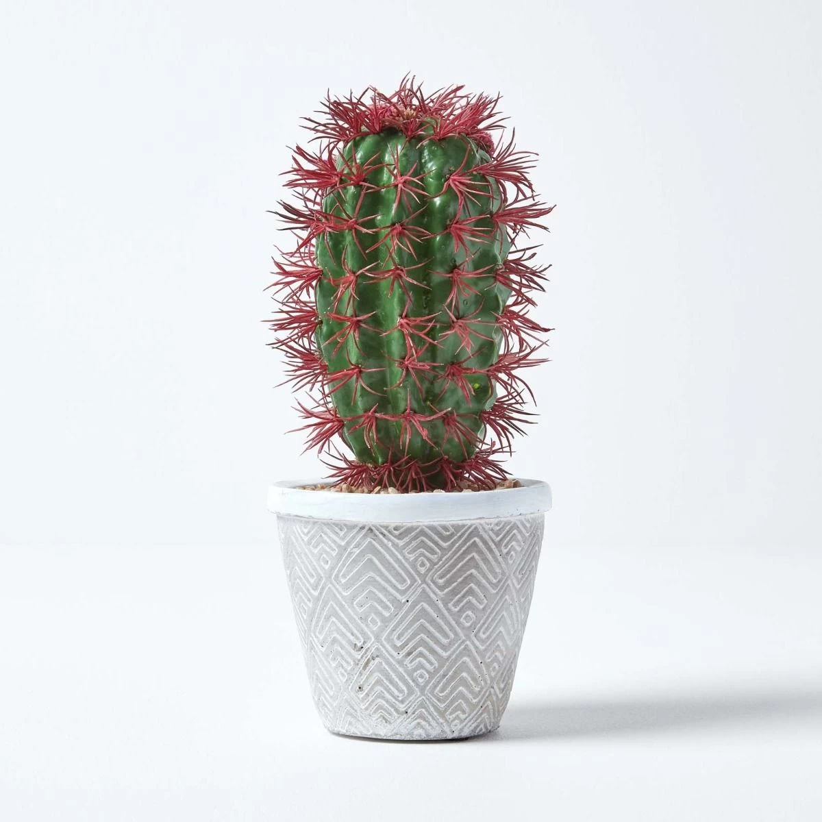 Denmoza Artificial Cactus With Flowers In Patterned Pot, 25 Cm Tall - Image 7